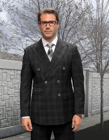 Statement Men's 2 Piece 100% Wool Fashion Suit - Smooth Plaid