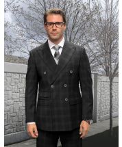 Statement Men's 2 Piece 100% Wool Fashion Suit - Smooth Plaid