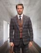 Statement Men's 3 Piece 100% Wool Fashion Suit - Plaid Pattern